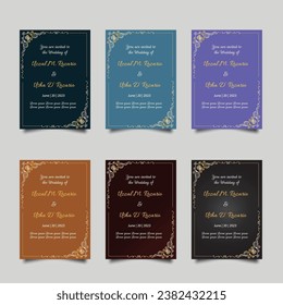 Luxury wedding invitation card design set. Luxury vintage golden vector invitation card template. 