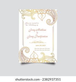 Luxury wedding invitation card design set. Luxury vintage golden vector invitation card template. 