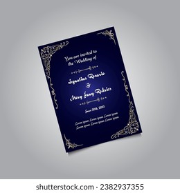 Luxury wedding invitation card design set. Luxury vintage golden vector invitation card template. 