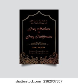 Luxury wedding invitation card design set. Luxury vintage golden vector invitation card template. 