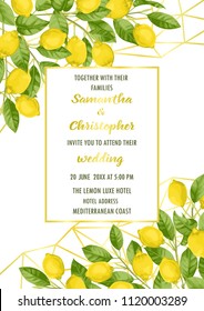 Luxury Wedding Invitation Card With Lemon Brunches