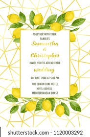 Luxury Wedding Invitation Card With Lemon Brunches