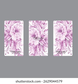 Luxury wedding invitation card rose template. Watercolor card with gold line art, eucalyptus, colorful floral, leaves. Elegant botanical Floral vector template with lily flower background. 