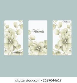 Luxury wedding invitation card rose template. Watercolor card with gold line art, eucalyptus, colorful floral, leaves. Elegant botanical Floral vector template with lily flower background. 