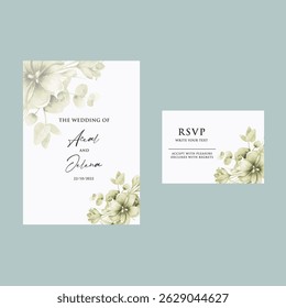 Luxury wedding invitation card rose template. Watercolor card with gold line art, eucalyptus, colorful floral, leaves. Elegant botanical Floral vector template with lily flower background. 