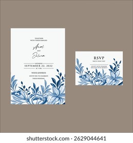 Luxury wedding invitation card rose template. Watercolor card with gold line art, eucalyptus, colorful floral, leaves. Elegant botanical Floral vector template with lily flower background. 