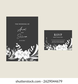 Luxury wedding invitation card rose template. Watercolor card with gold line art, eucalyptus, colorful floral, leaves. Elegant botanical Floral vector template with lily flower background. 