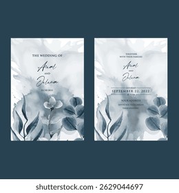 Luxury wedding invitation card rose template. Watercolor card with gold line art, eucalyptus, colorful floral, leaves. Elegant botanical Floral vector template with lily flower background. 