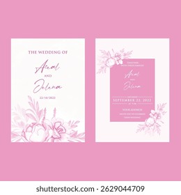 Luxury wedding invitation card rose template. Watercolor card with gold line art, eucalyptus, colorful floral, leaves. Elegant botanical Floral vector template with lily flower background. 
