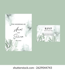 Luxury wedding invitation card rose template. Watercolor card with gold line art, eucalyptus, colorful floral, leaves. Elegant botanical Floral vector template with lily flower background. 