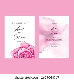 Luxury wedding invitation card rose template. Watercolor card with gold line art, eucalyptus, colorful floral, leaves. Elegant botanical Floral vector template with lily flower background. 