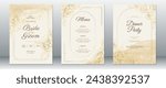 Luxury wedding invitation card template with rose bouquet 