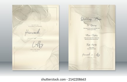 Luxury wedding invitation card template watercolor background
