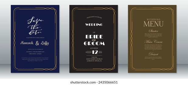 Luxury wedding invitation card template design dark background