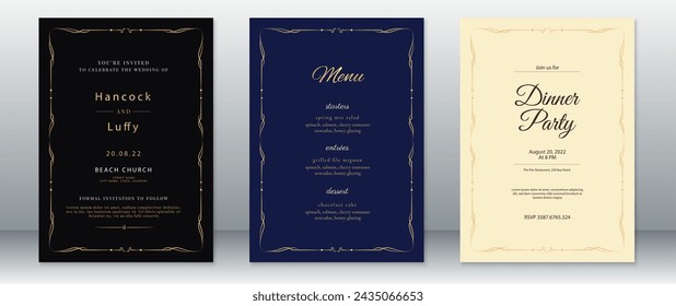 Luxury wedding invitation card template design dark background