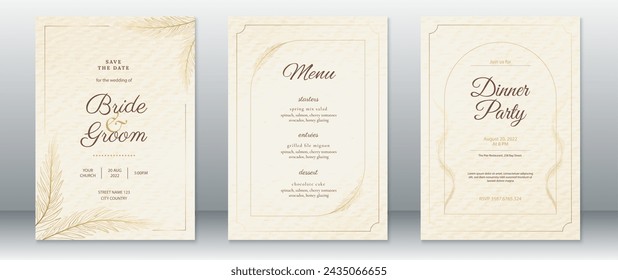 Luxury wedding invitation card template design vintage