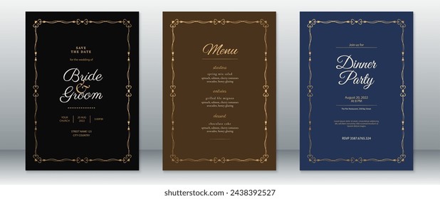 Luxury wedding invitation card template design dark background