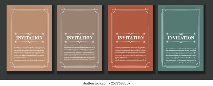 Luxury wedding invitation card template elegant background vintage design with simple border frame, vector art illustration