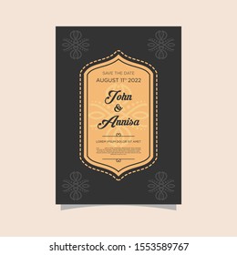 Luxury wedding invitation card Vector. Rich rococo backgrounds. Royal victorian pattern ornament. Made with golden foil Isolated on black background. vector illustration.