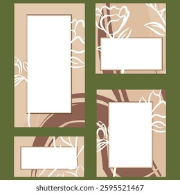 Luxury wedding invitation card vector template. Green background with gold line art, flower, leaves branches, foliage. Design illustration for vip cover, poster, rsvp modern card.
