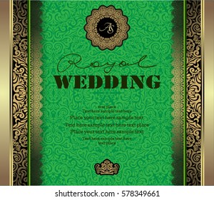 Luxury Wedding Invitation Card, Vintage Frame