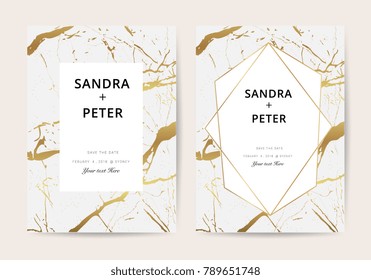 Luxury Wedding Invitation Cards Gold Marble Stock Vector (Royalty Free ...