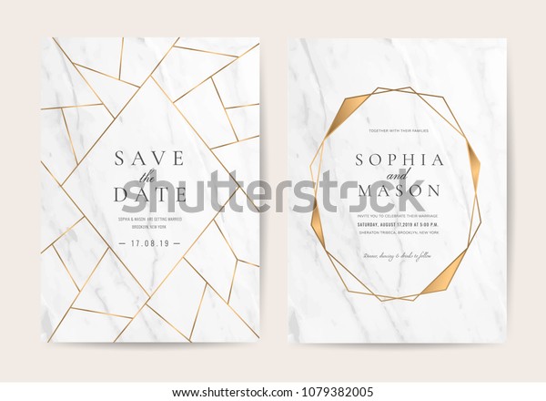 Luxury Wedding Invitation Cards Gold Marble Stock Vector (Royalty Free ...