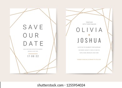 Luxury Wedding Invitation Cards With Modern Geometric Gold Pattern Vector Design Template