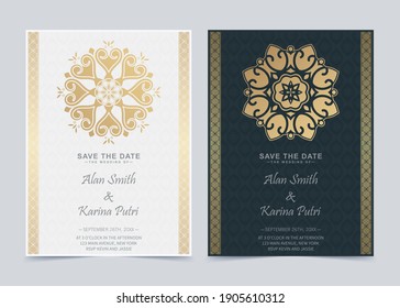 Luxury wedding invitation in mandala