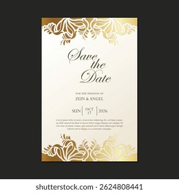 convite de casamento de luxo com estilo de padrão de ornamento