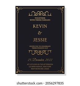 luxury wedding invitation with pattern ornament