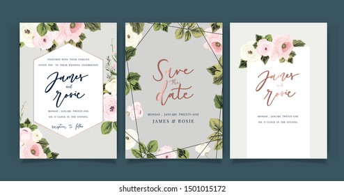 Luxury Wedding Invitation set vector
