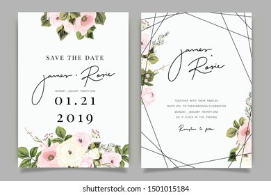 Luxury Wedding Invitation set vector