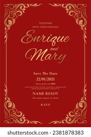 Luxury wedding invitation template vector	
