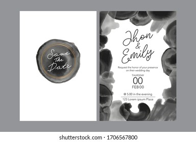 luxury wedding invitations, Hand Drawn Vector Watercolor style, black and white color