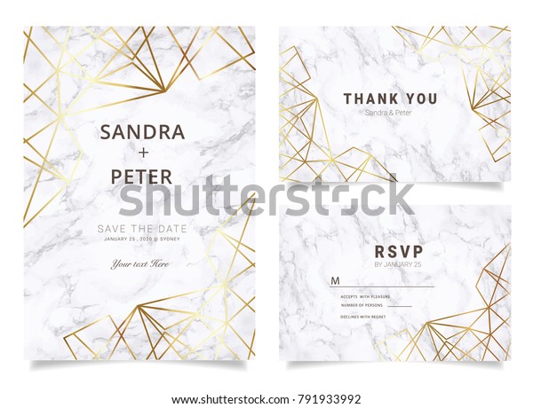 Luxus Hochzeitseinladungen Set Fur Design Danke Stock Vektorgrafik Lizenzfrei