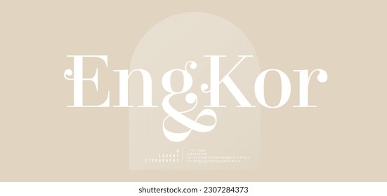 Luxury wedding logo alphabet letters font. Typography elegant classic lettering serif fonts decorative vintage retro logos with tails and number. vector illustration