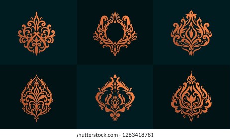 Luxury Wedding Logo With Ornament Baroque Style Design For Invitation And Luxurious Brand Identity And Print Template. 