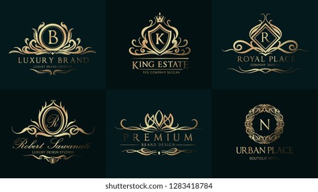 Luxury Wedding Logo With Ornament Baroque Style Design For Invitation And Luxurious Brand Identity And Print Template. 