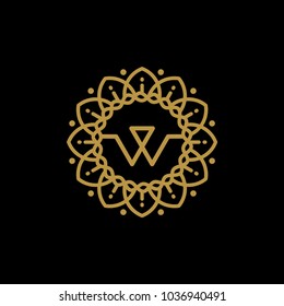 Luxury wedding logo vector, circle initial Letter W Logo design. Luxury jewelry gem edge logotype