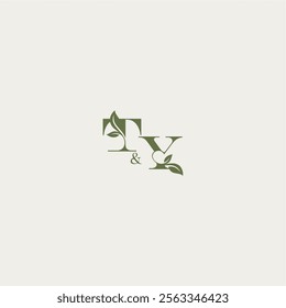 luxury wedding monogram design TY bold initial concept letter organic leaf logo