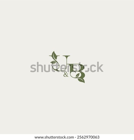 luxury wedding monogram design UB bold initial concept letter organic leaf logo