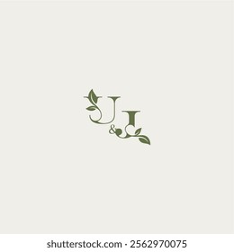 luxury wedding monogram design UJ bold initial concept letter organic leaf logo