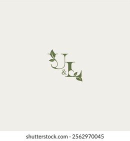 luxury wedding monogram design UL bold initial concept letter organic leaf logo