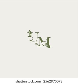 luxury wedding monogram design UM bold initial concept letter organic leaf logo