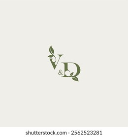 luxury wedding monogram design VD bold initial concept letter organic leaf logo