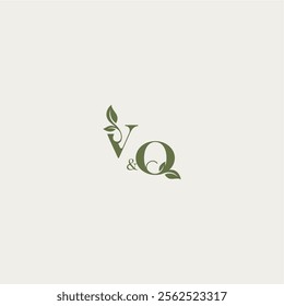 luxury wedding monogram design VQ bold initial concept letter organic leaf logo