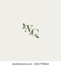 luxury wedding monogram design WC bold initial concept letter organic leaf logo