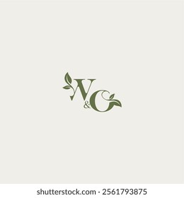 luxury wedding monogram design WO bold initial concept letter organic leaf logo