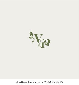 luxury wedding monogram design WP bold initial concept letter organic leaf logo